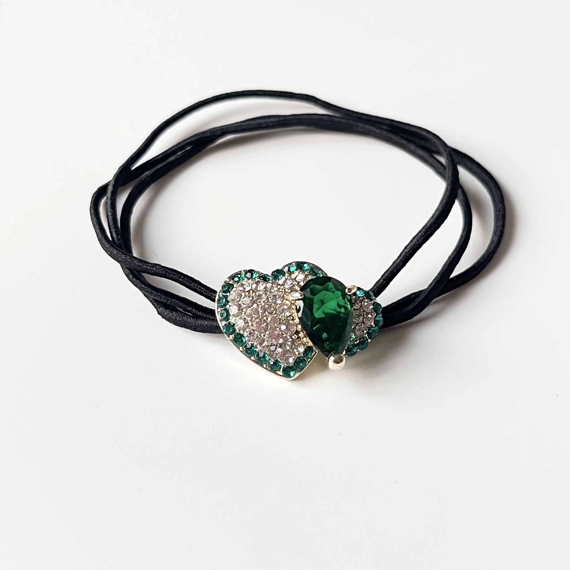 Duo Heart Hair Tie Green