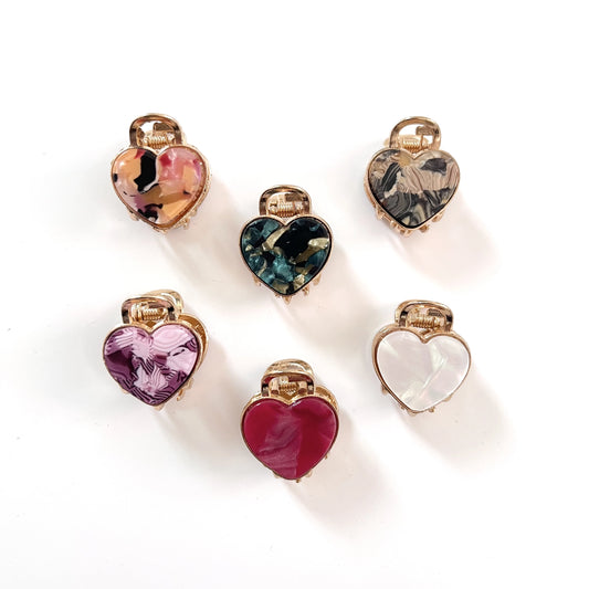 Marble Hair Claw - Heart