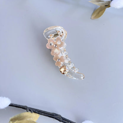 Petal Glow Banana Hair Clip – Mini Floral 6cm Brown