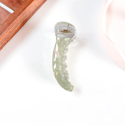 Sage green aurora iridescent banana clip large mirchi banana clip for thick hair