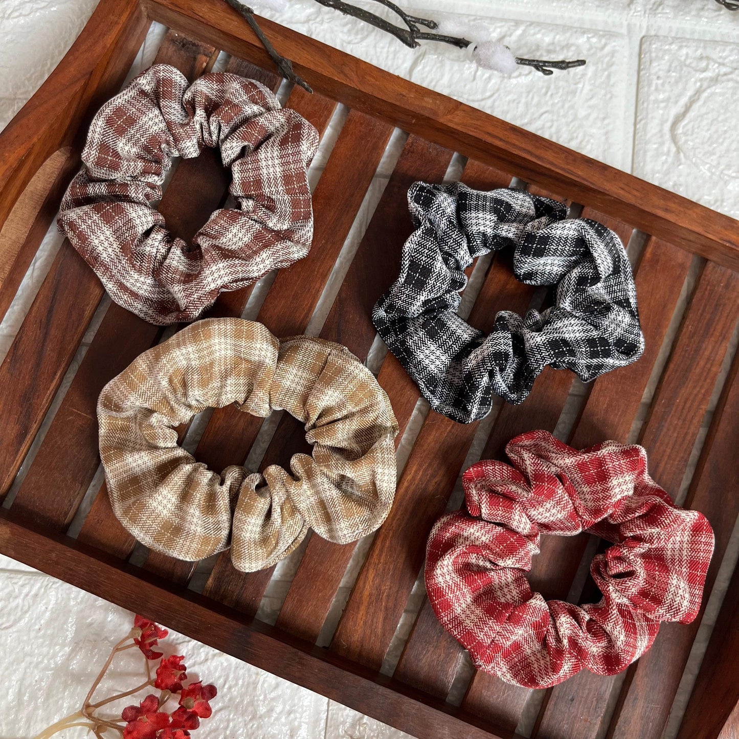 Autumn Checks Scrunchie