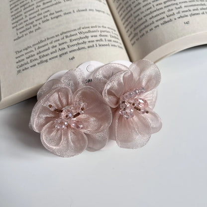 Dewdrop Floral Barrette – Elegant Center Hair Clip Rose