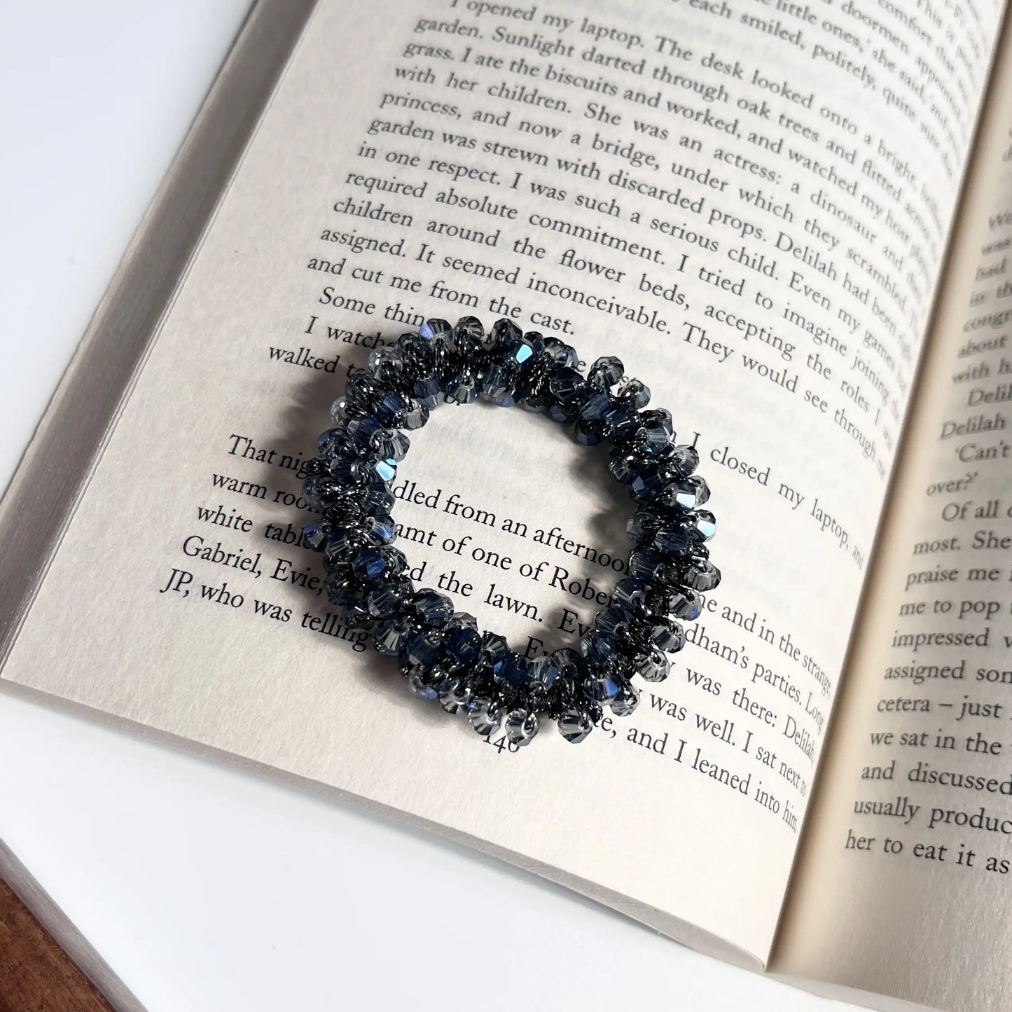 Beaded Hair Tie Blue