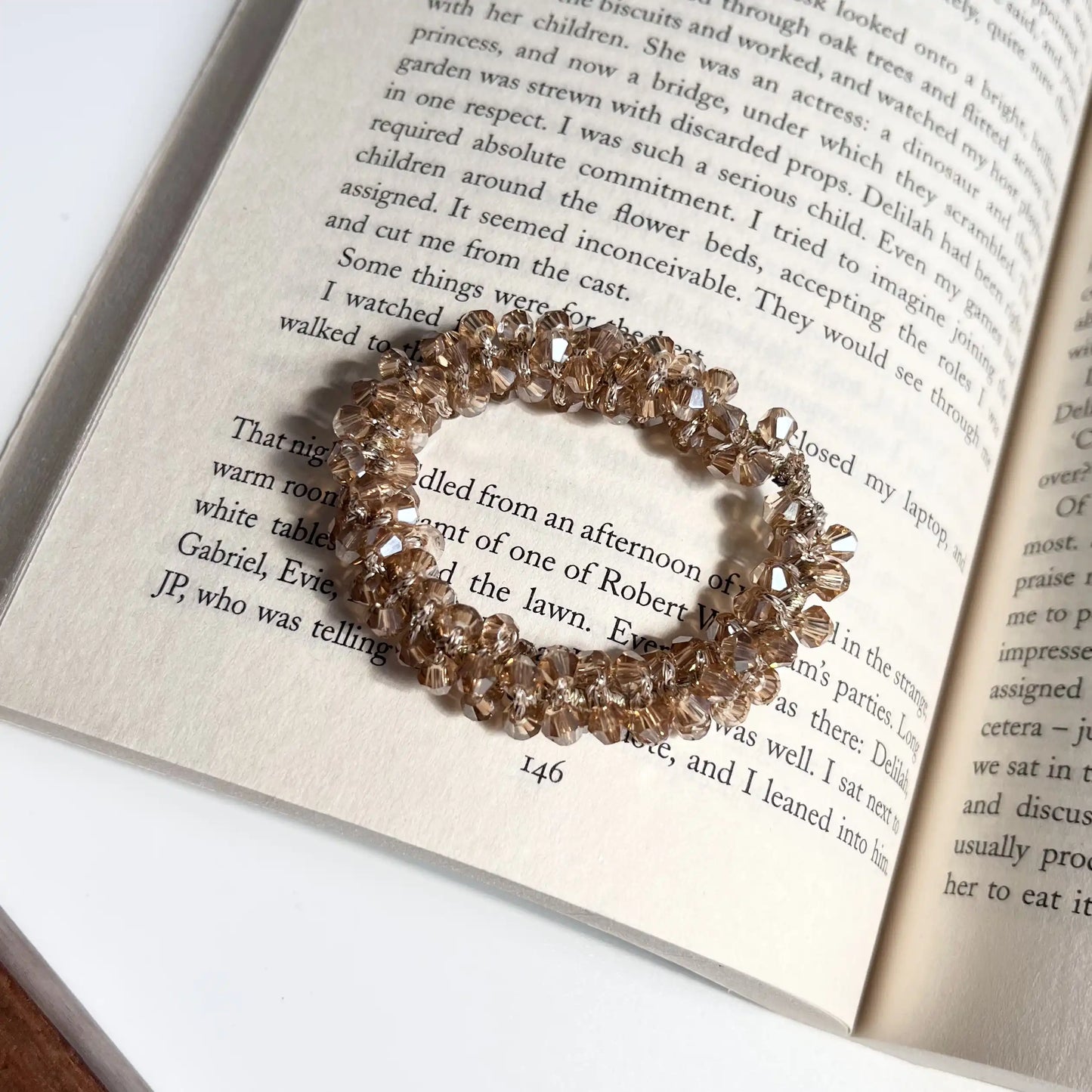Beaded Hair Tie Gold