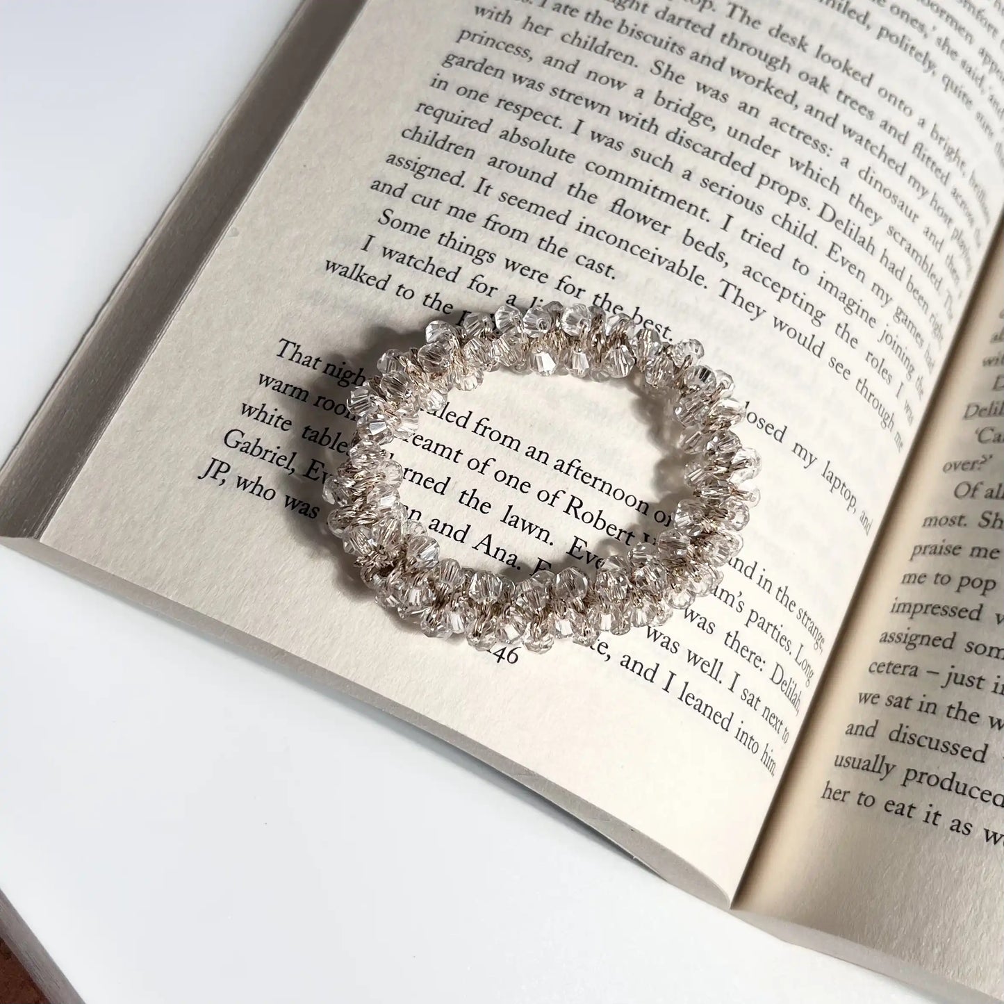 Beaded Hair Tie White