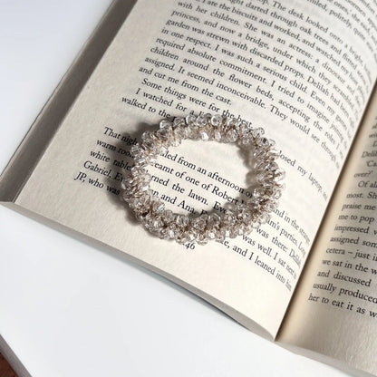 Beaded Hair Tie White