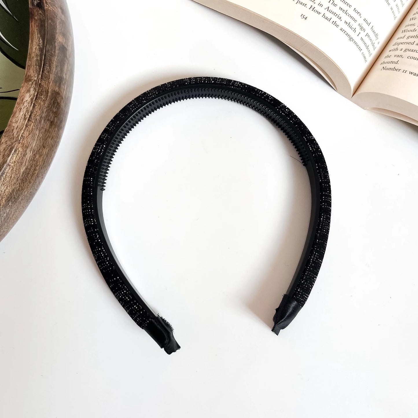 Shimmer Luxe Headband – Soft Wide Hair Band Black