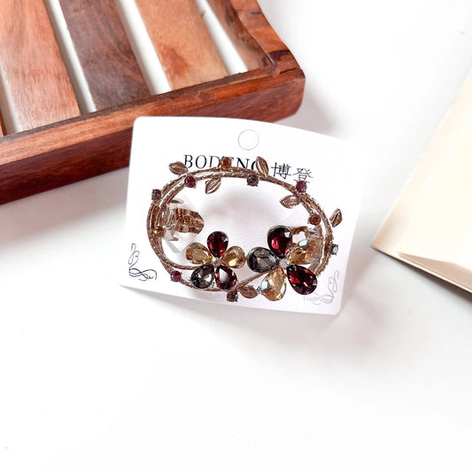 Bloom wreath crystal barrette multicolour flower rhinestone hair clip