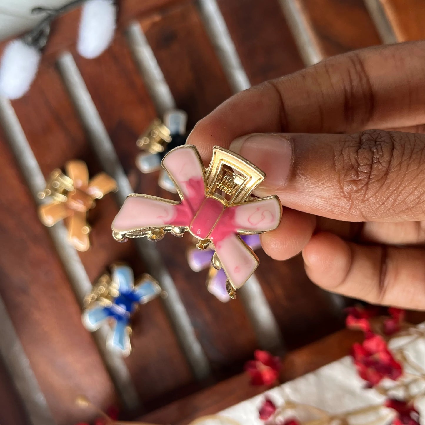 Bow metal Claw Pink