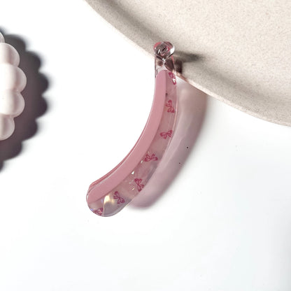 Bow print lock banana clip pink with pink bow print