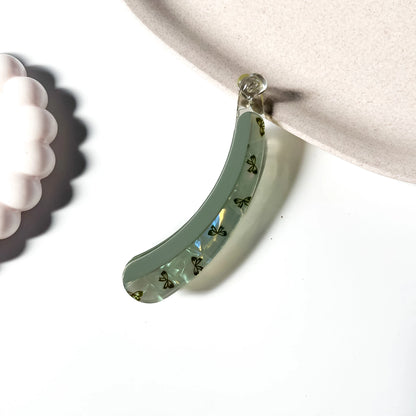 Bow print lock banana clip sage green with dark bow print