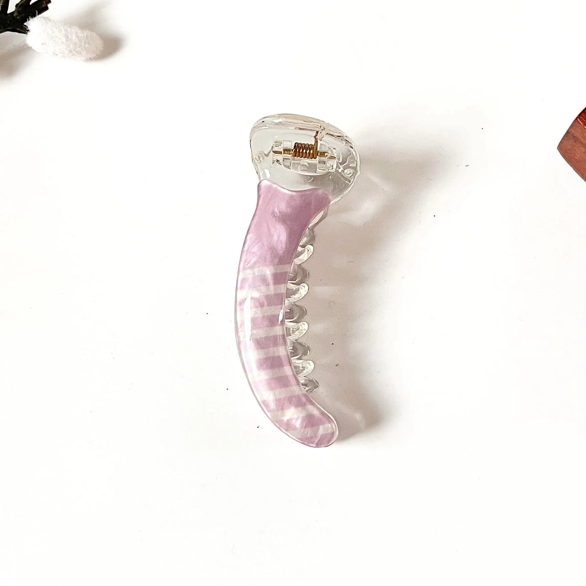 Lilac purple striped Medium banana clip, 8 cm banana hair clip for medium hair