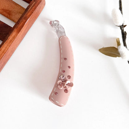 Blush celestial lock banana clip with crystal rhinestone and pearl embellishments, 10cm large, thick hair