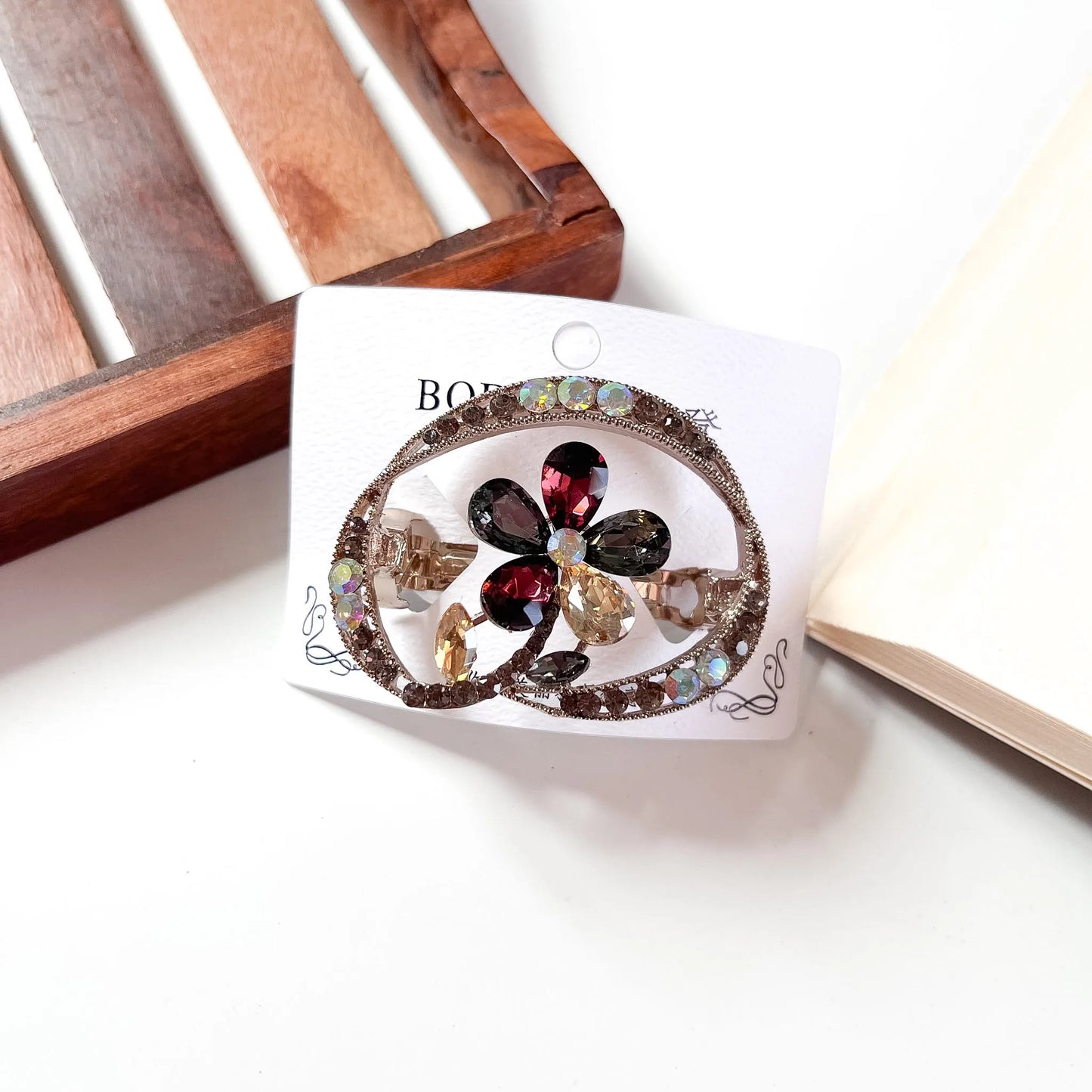 Classic flower center clip 4.5cm multicolour rhinestone center clip