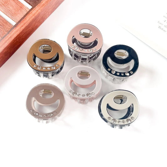 Crescent crystal round claw clip in 6 colours for women