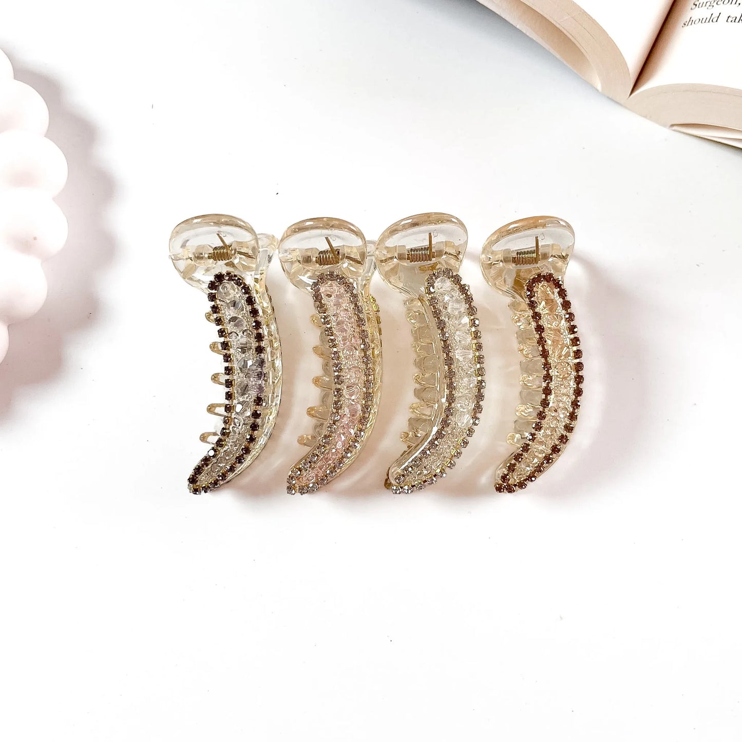 Crystal banana clip 6cm rhinestone embellished all colours
