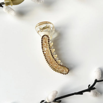Crystal banana clip 8cm gold brown rhinestone banana hair clip