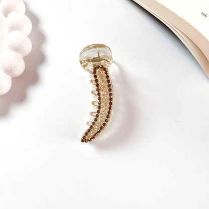 Crystal banana clip 6cm gold brown rhinestone banana hair clip