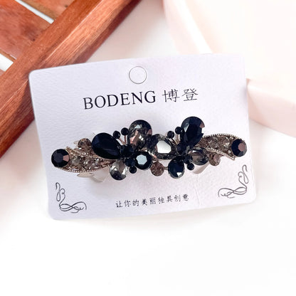 Black crystal barrette hair clip for women