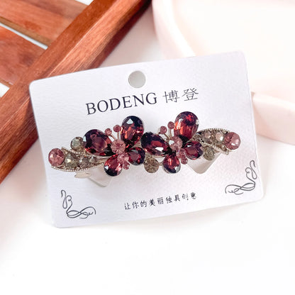 Wine red rhinestone barrette hair clip