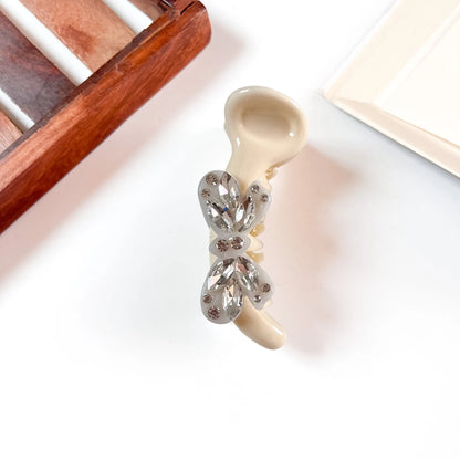 Cream Crystal Bow Banana Clip, cute banana clip