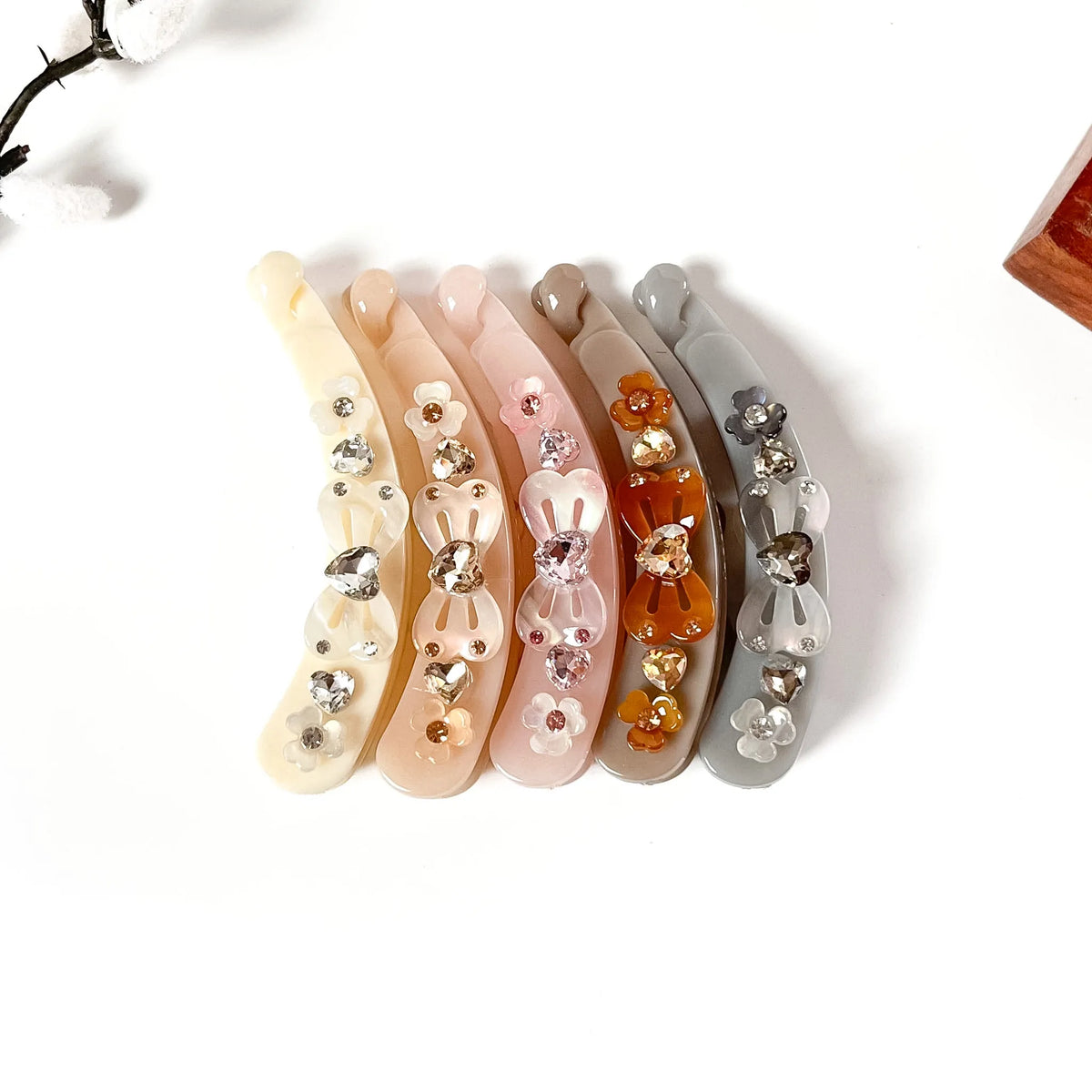Crystal Bow Lock Banana Clip in six colours