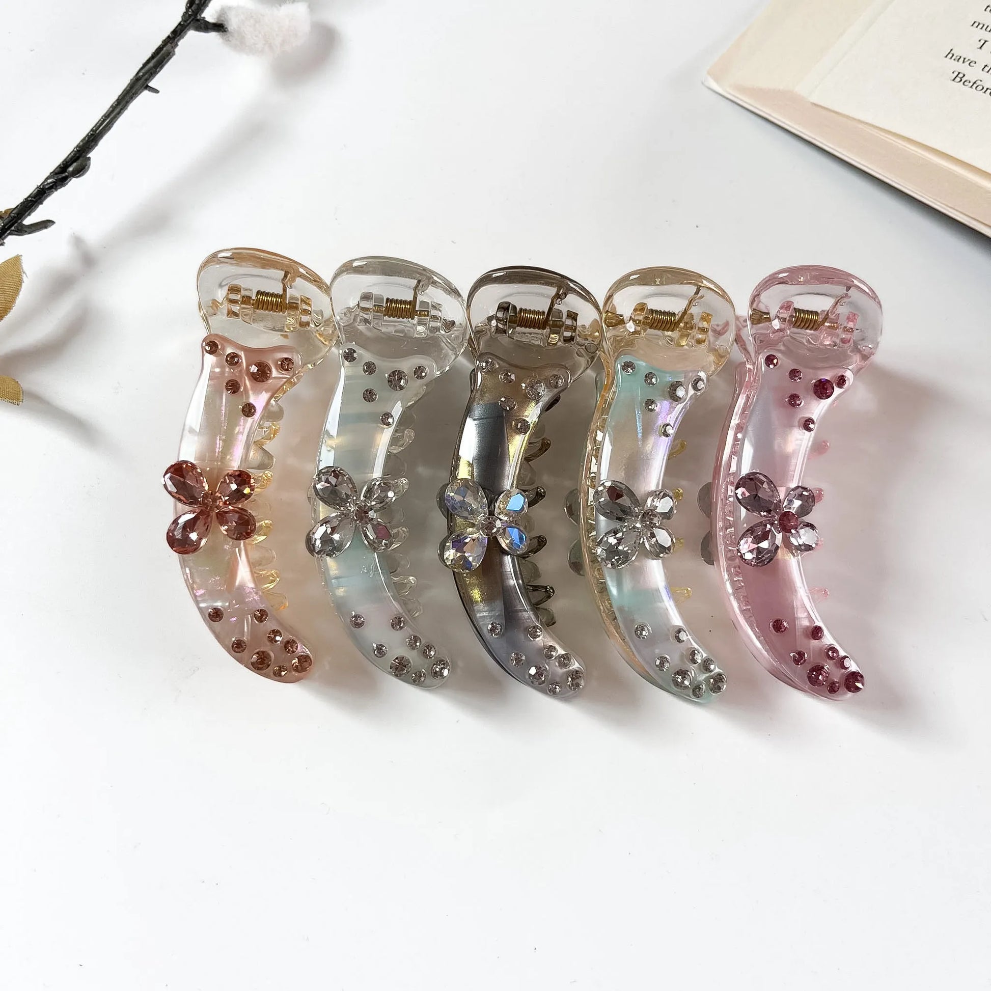 Crystal butterfly banana clip in 5 colours for women