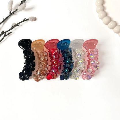 Crystal Clover fancy banana clips with crystal stones in six colours