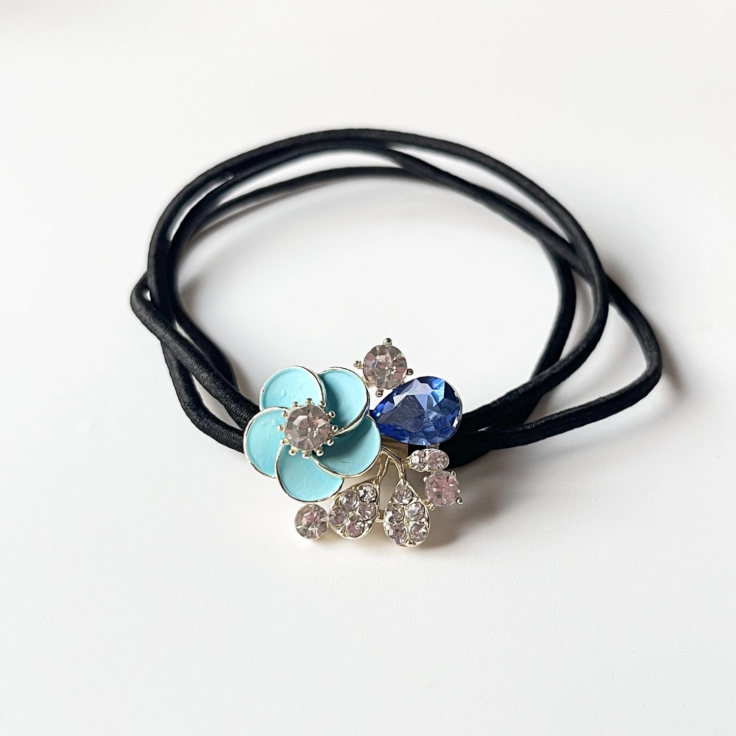 Crystal Cluster Hair Tie Blue