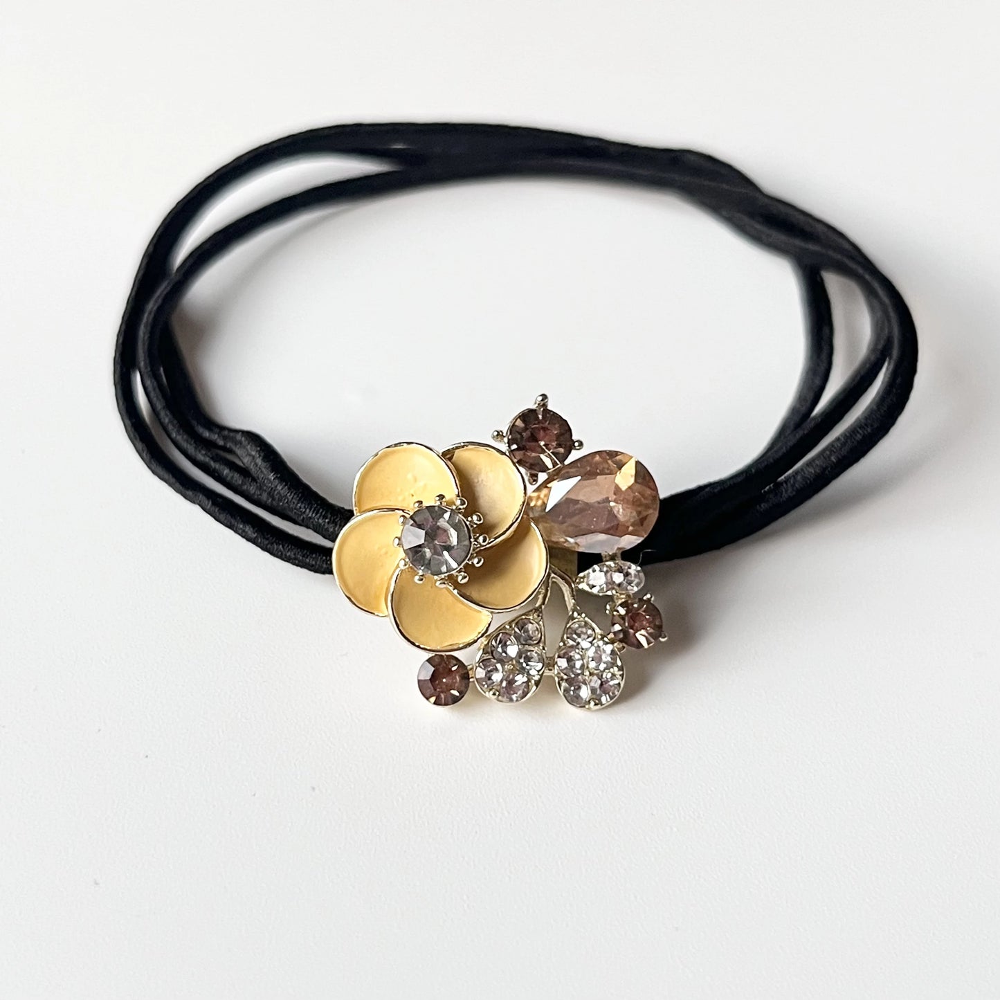 Crystal Cluster Hair Tie Yellow