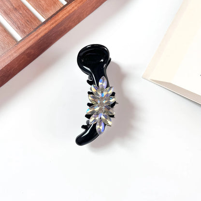 Black crystal flower banana clip for hair
