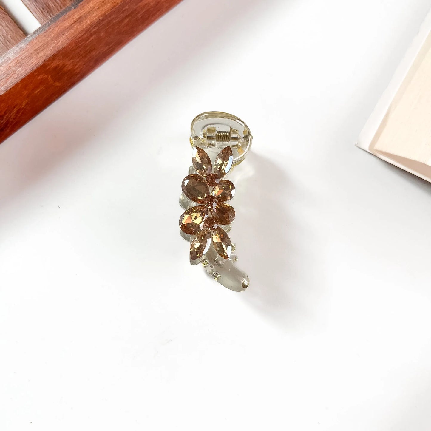 Clear crystal flower banana clutcher for hair
