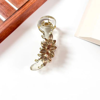 Clear crystal flower banana clutcher for hair