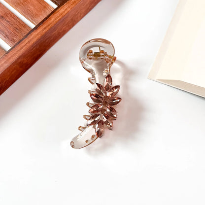 Blush crystal flower banana clip for women