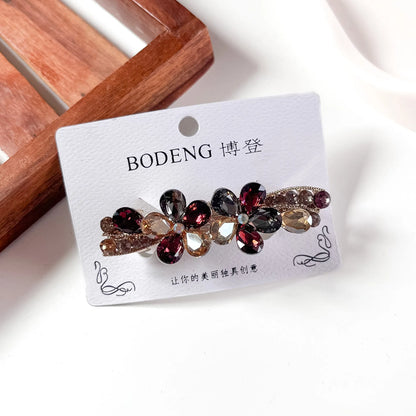Multicolour crystal flower barrette bling hair barrette for women