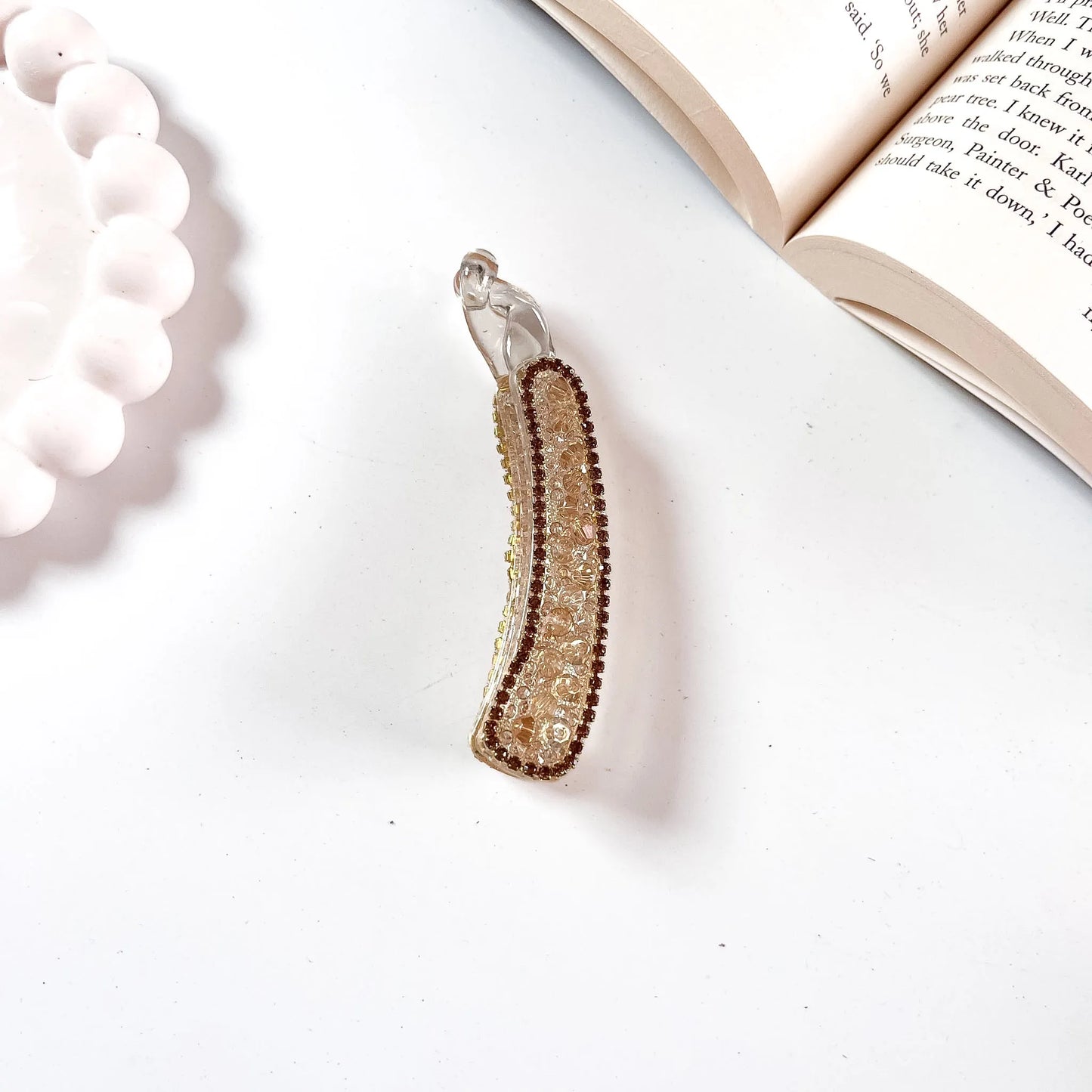 Crystal lock banana clip amber champagne rhinestone banana clip