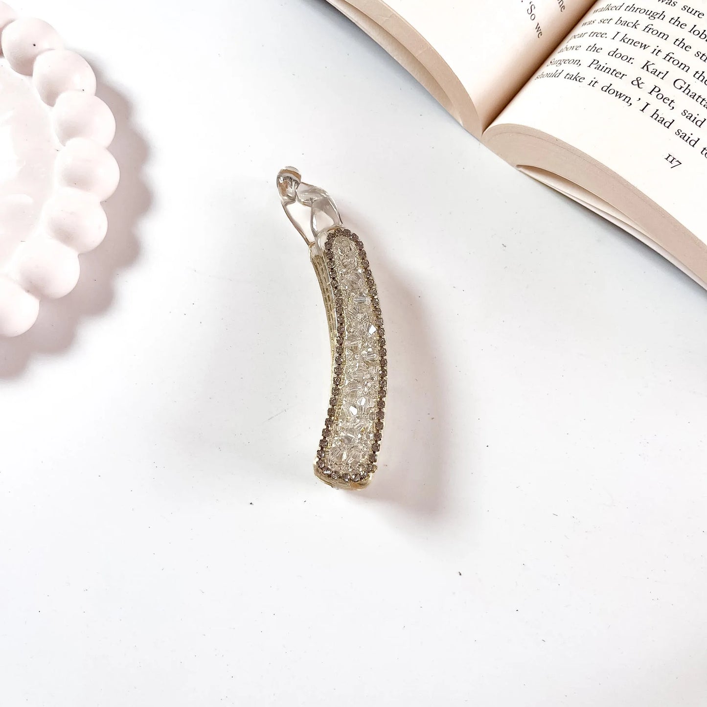 Crystal lock banana clip crystal clear rhinestone hair clutcher