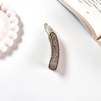Crystal lock banana clip smoke grey rhinestone clutcher