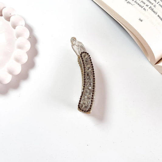 Crystal lock banana clip smoke grey rhinestone clutcher