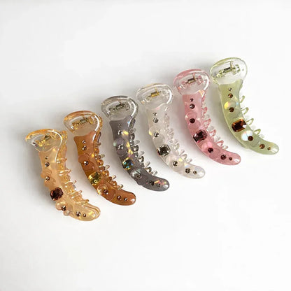 Crystal rhinestone banana clips in clear, pink, sage green, champagne, nude and iridescent white