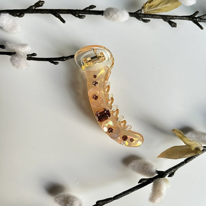 Champagne gold stone banana clip fancy banana hair clip for thick and thin hair