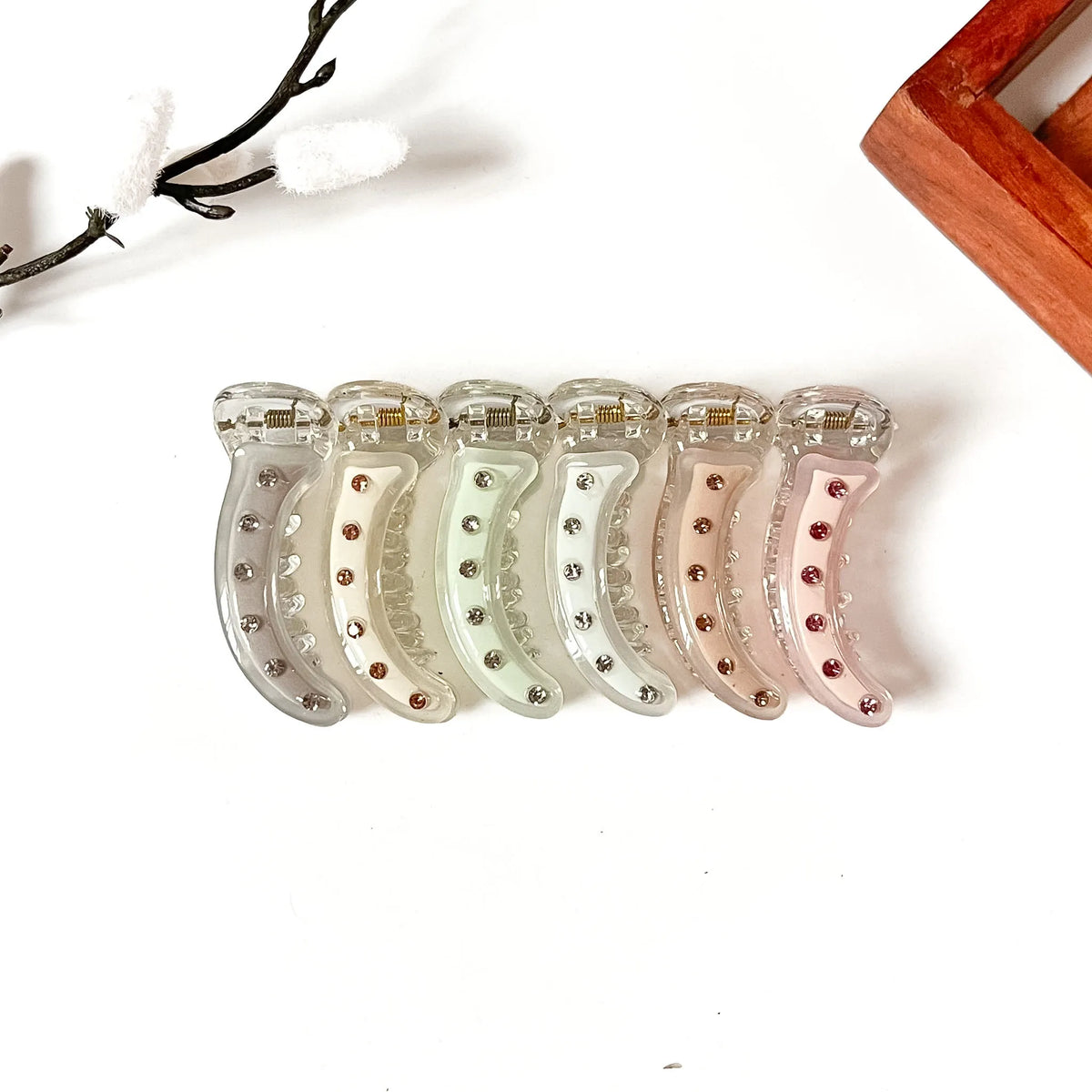 Crystal Stud Banana Clip in six colours, 5cm banana clip