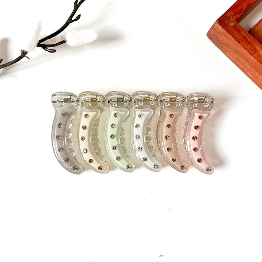 Crystal Stud Banana Clip in six colours, 5cm banana clip