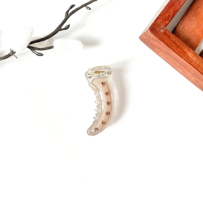 Brown Crystal Stud Banana Clip, 5cm banana clip with crystal studs