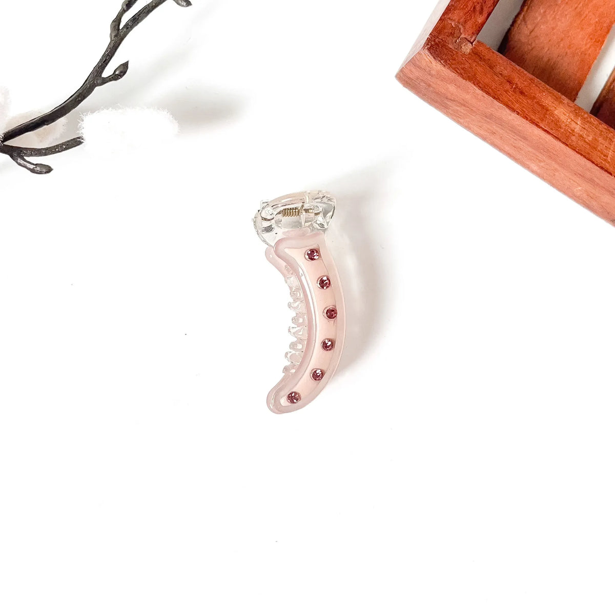 Pink Crystal Stud Banana Clip, 5cm banana clip with crystal studs