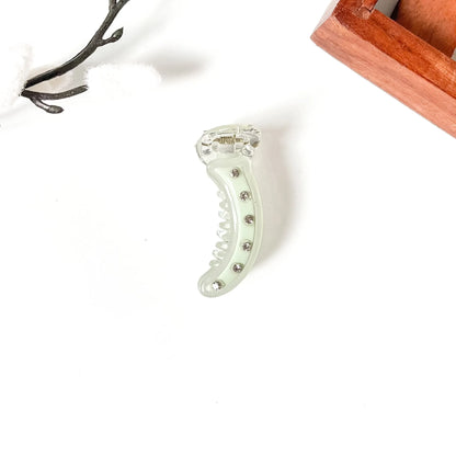 Sage green Crystal Stud Banana Clip, 5cm banana clip with crystal studs