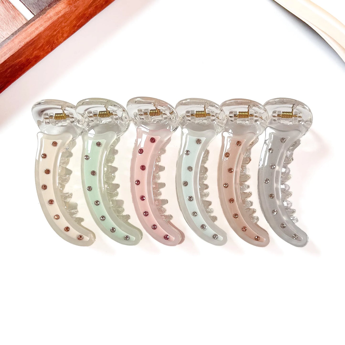 Crystal Stud Banana Clip in six colours, 8cm banana clip