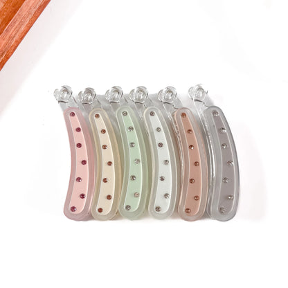 Crystal stud lock banana clip in 6 pastel shades pink cream sage white nude grey