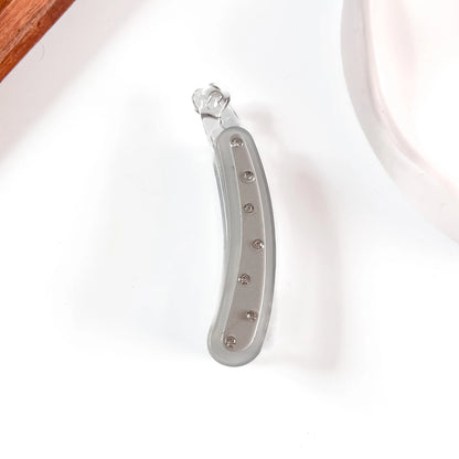 Grey crystal stud lock banana clip Korean style
