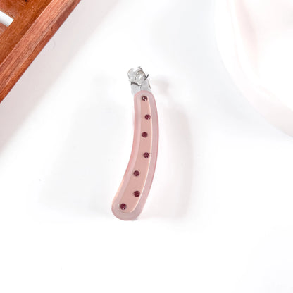 Pink crystal stud lock banana clip frosted finish